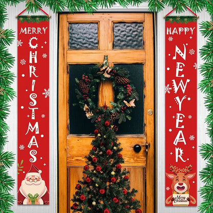 Christmas couplets curtains pull hanging flags window