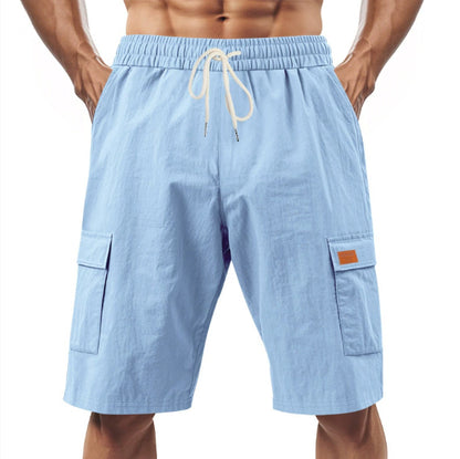 Loose And Leisure Solid Color Linen Drawstring Shorts