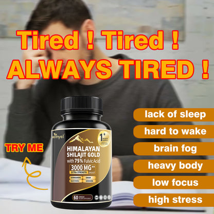 Shilajit Gold capsules bottle with black ribbed cap and gold front label