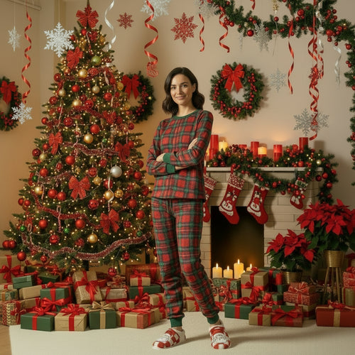 Christmas Plaid Santa Claus Winter Indoor Non-slip Floor Fuzzy Slippers