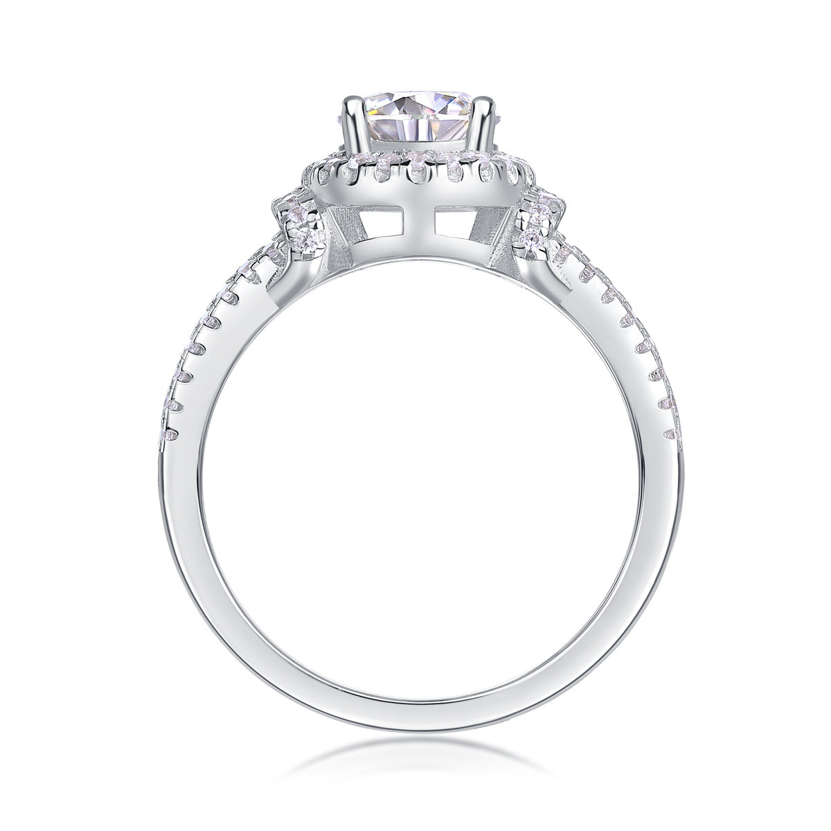 Luxury Fashion Large Diamond Wedding Ring With Moissanite Silver Ring