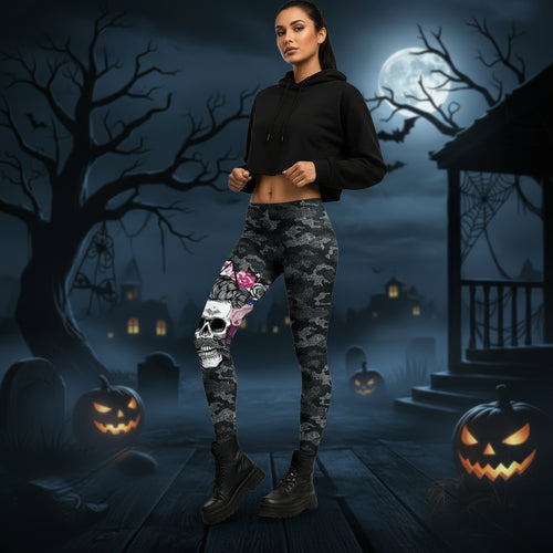 Black Camo Skull Leggings