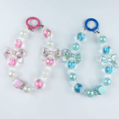 Bow Luminous Colorful Acrylic Beads Mobile Phone Charm Keychain
