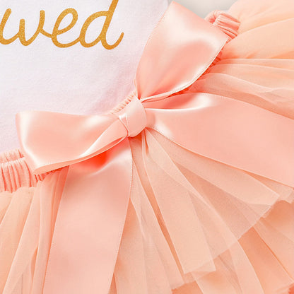 Newborn Baby Girl Outfits Infant Letter Print Romper Tutu Skirt Headband Coming Home Clothes Set