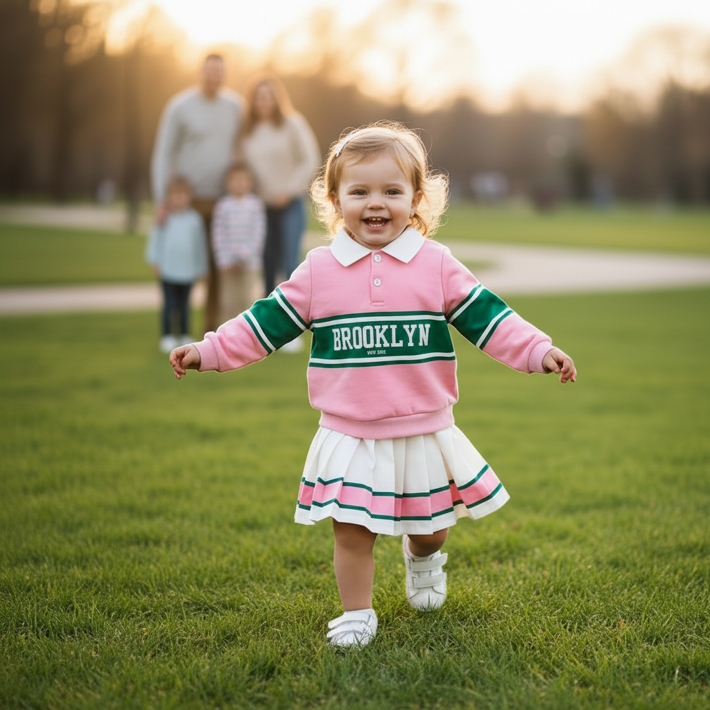 Toddler Girls 2 Piece Outfit Color block Letter Graphic Print Sweatshirt And Pleated Skirt Set