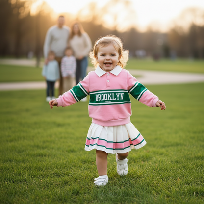 Toddler Girls 2 Piece Outfit Color block Letter Graphic Print Sweatshirt And Pleated Skirt Set