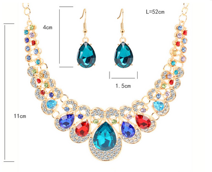Retro ethnic style jewelry set crystal gem fashion jewelry