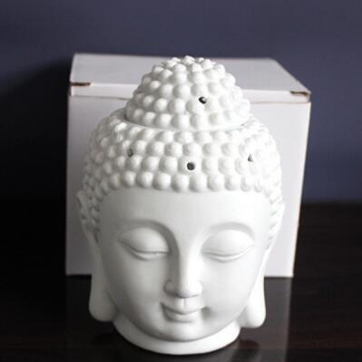 Black Buddha,  White Buddha, Ceramic Aromatherapy Furnace Buddha Head