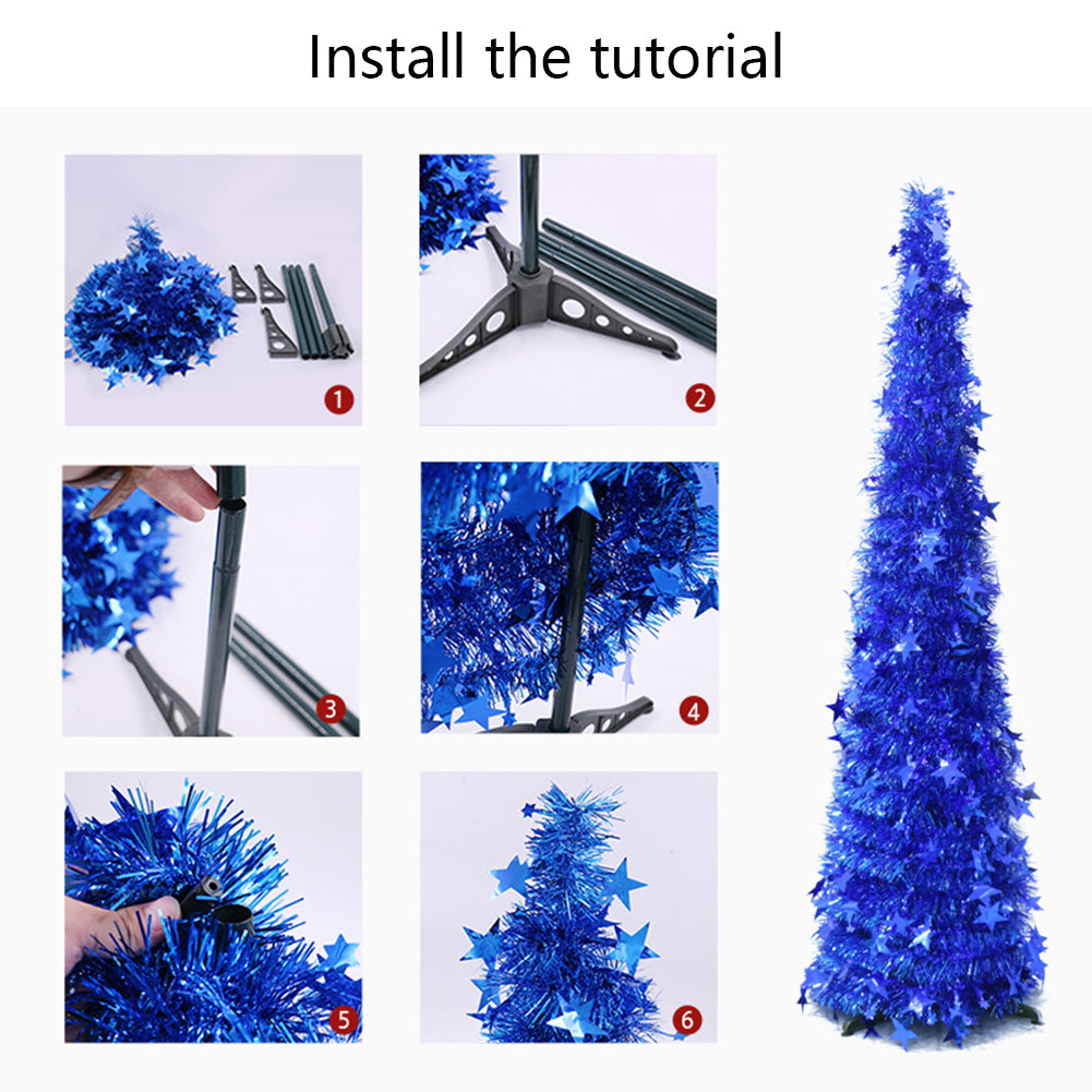 Tinsel Pop Up with Stand Gorgeous Collapsible Artificial for Christmas Decorations