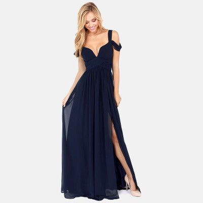 Long Floor Length Elegant Pleated Dress