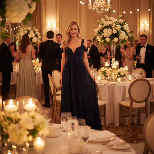 Long Floor Length Elegant Pleated Dress