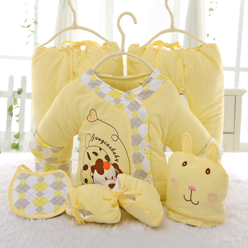 Baby cotton six piece, newborn infant winter cotton padded jacket