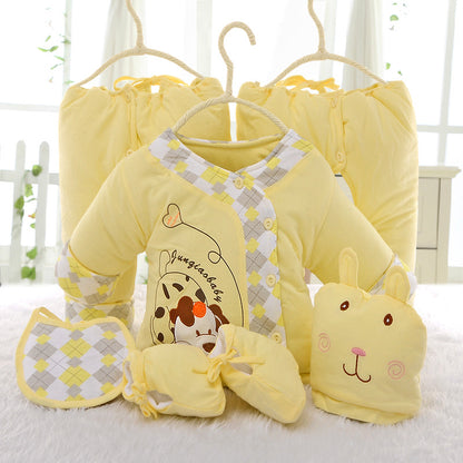 Baby cotton six piece, newborn infant winter cotton padded jacket