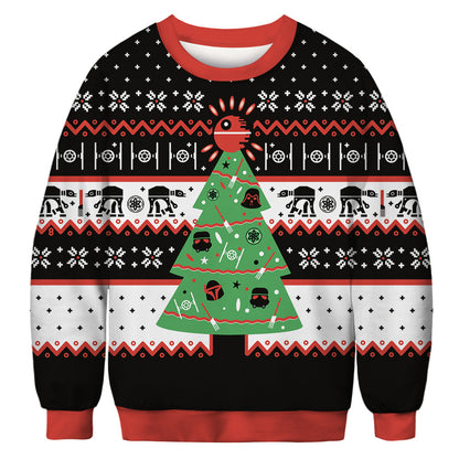 Christmas green furry print crew neck sweater
