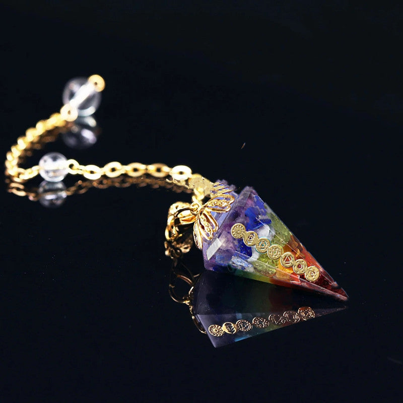 Colorful Chakra Augen Pendulum Crystal Necklace Natural Pendant