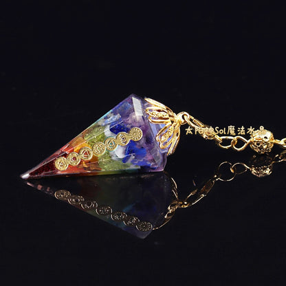 Colorful Chakra Augen Pendulum Crystal Necklace Natural Pendant