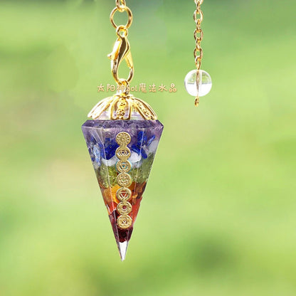 Colorful Chakra Augen Pendulum Crystal Necklace Natural Pendant