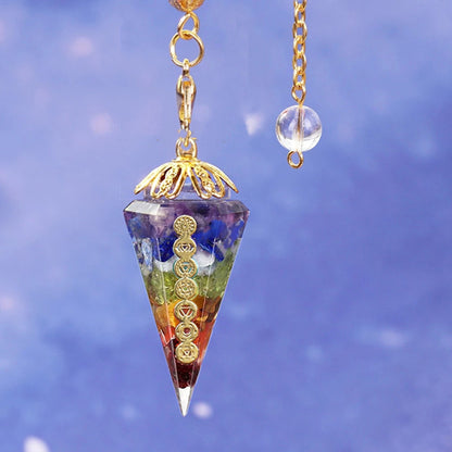 Colorful Chakra Augen Pendulum Crystal Necklace Natural Pendant