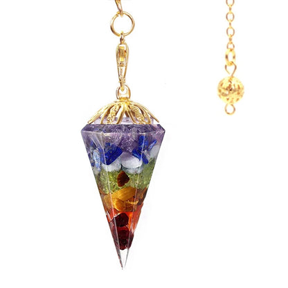 Colorful Chakra Augen Pendulum Crystal Necklace Natural Pendant