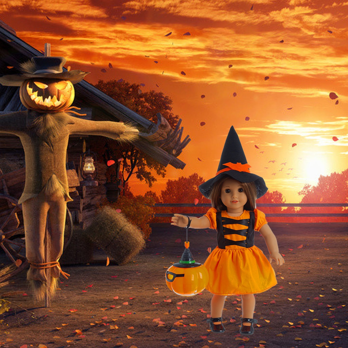 New Halloween Doll Clothes Witch Set 18 Inch American Girl Doll Dress Set