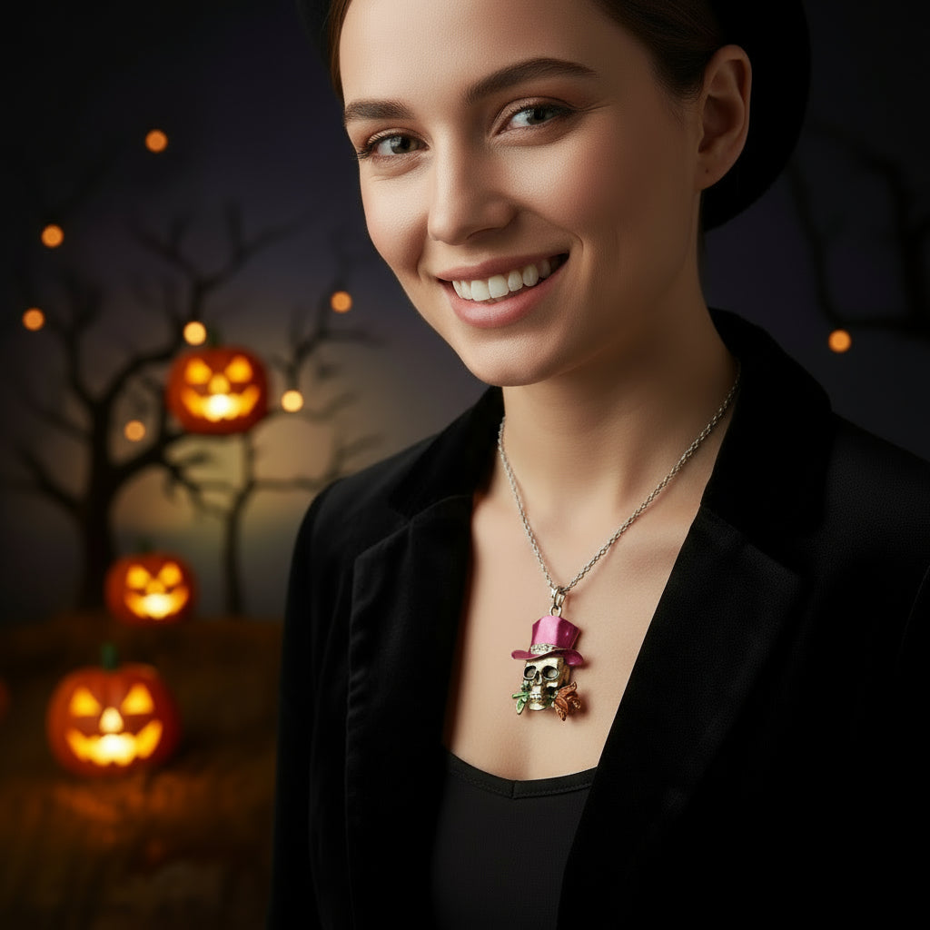 Fashion Alloy Retro Necklace Skull Charm Halloween Jewelry