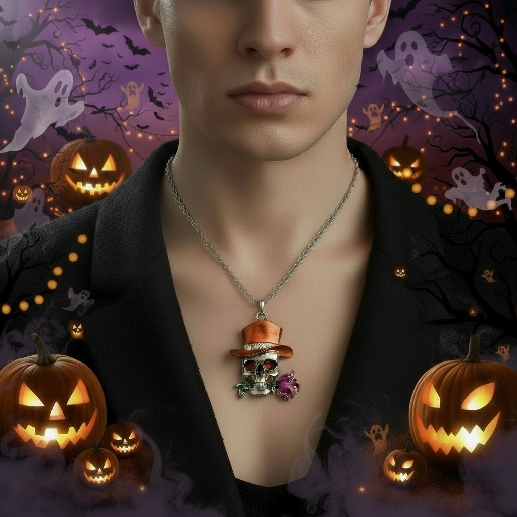 Fashion Alloy Retro Necklace Skull Charm Halloween Jewelry