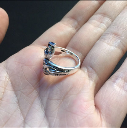 DIY  Knitting Loop Crochet Tool Sewing Peacock Fish Ring Finger, Thimble Yarn Adjustable Opened Fingering Tools