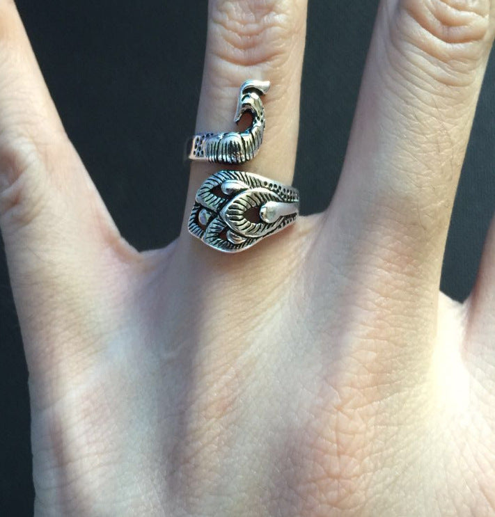 DIY  Knitting Loop Crochet Tool Sewing Peacock Fish Ring Finger, Thimble Yarn Adjustable Opened Fingering Tools