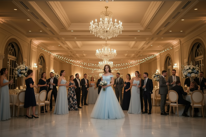 Blue Bridesmaid Sisters Evening Dress