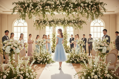 Blue Bridesmaid Sisters Evening Dress