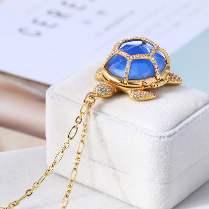 Personalized Diamond-Studded Resin Three-Dimensional Turtle Openable Sweater Chain Female Jewelry