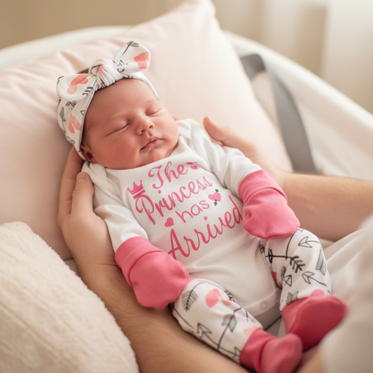 Girls Pink Letters Long-sleeved One-piece Romper Four-piece Children's Clothing