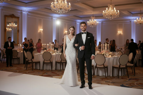 White sleeveless V-neck sequin evening dress with slim fishtail silhouette