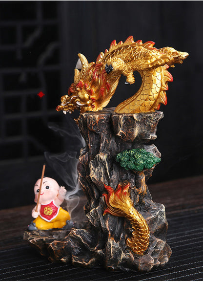 Creative Dragon Prosperity Back-flow Incense, Decoration Indoor Household Sandalwood Agarwood  Furnace