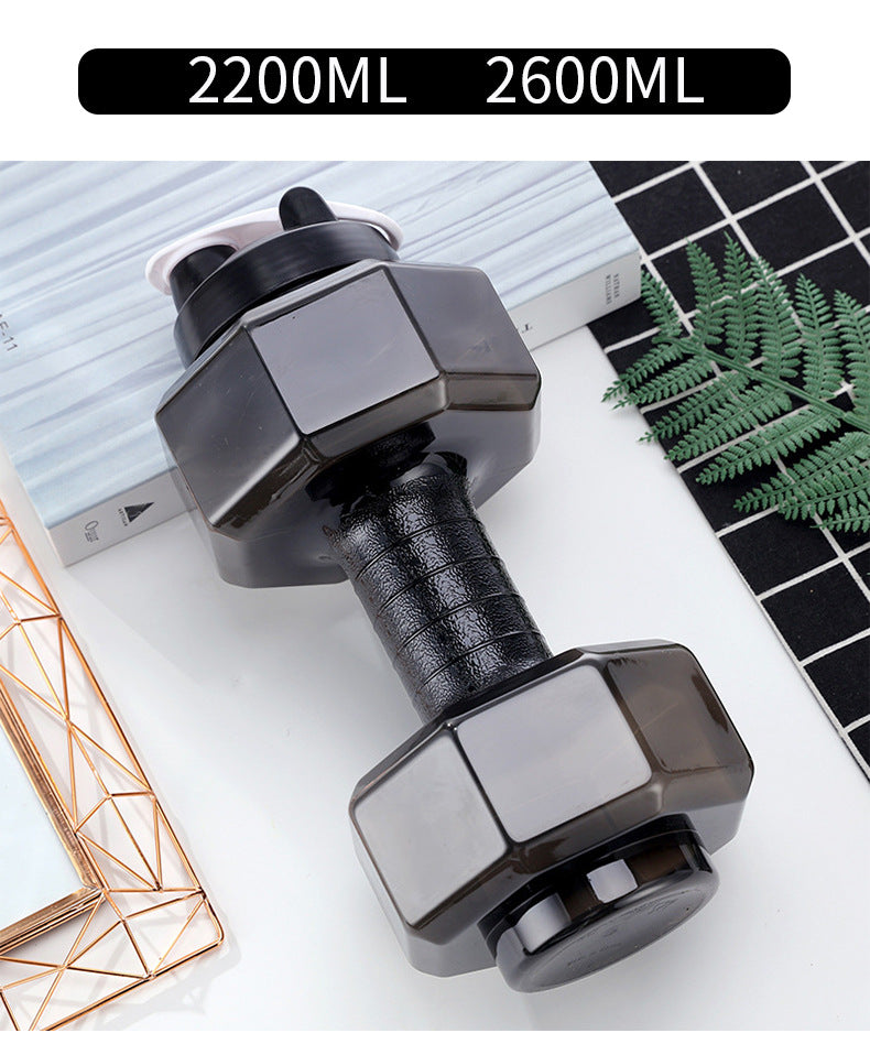 Portable water-injection dumbbell set, black, textured grip with clear end plates