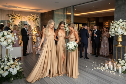 Women's Sense Suspenders Deep V  Bridesmaid Dress