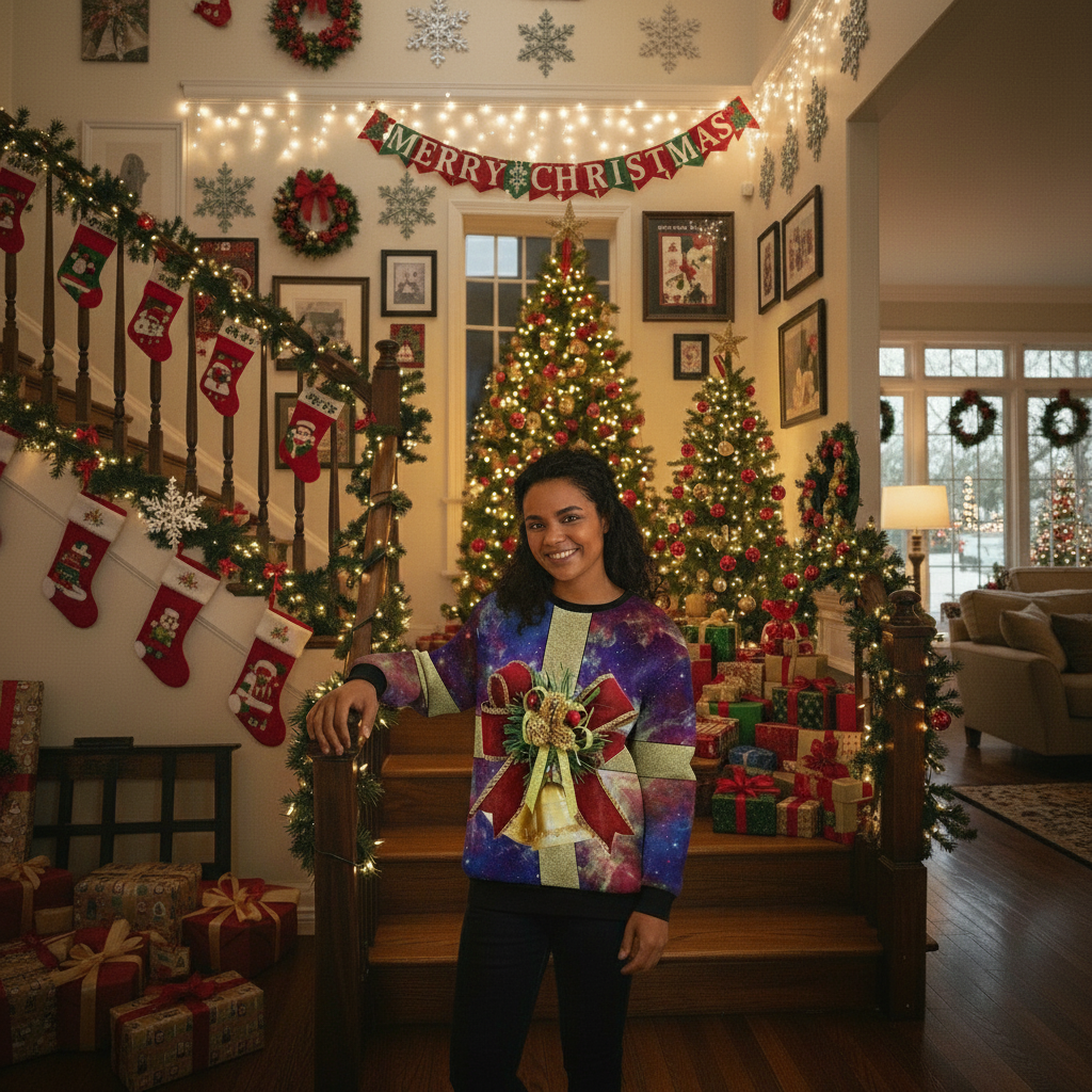 UGLY CHRISTMAS SWEATER Vacation Santa Elf Funny Womens Sweaters Tops Autumn Winter Clothing