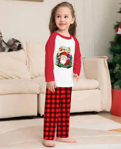Christmas Parent-Child Set Long Sleeve T-Shirt Plaid Pants Family Matching Pajamas