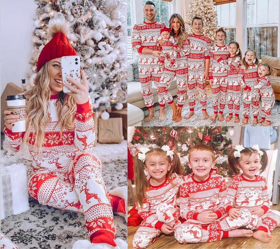 Cotton Blend Parent-child Clothing Christmas Pajamas Fall Family Set