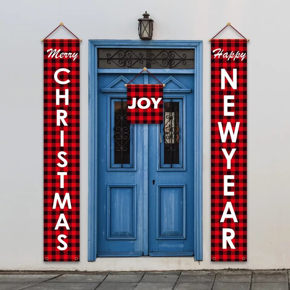 Christmas couplets curtains pull hanging flags window