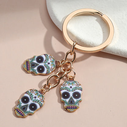 Hot Selling Dripping Oil Alloy Colorful Owl, Ladybug, Dark Flower, Ghost Face Keychain Bag Ornaments