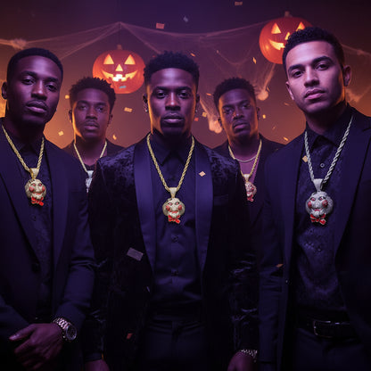 Chainsaw Cry Mask Doll Pendant Halloween Cosplay Jewelry Full Zircon Pendant