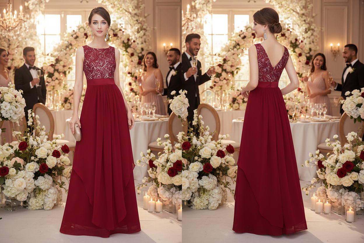 Lace spliced chiffon dress