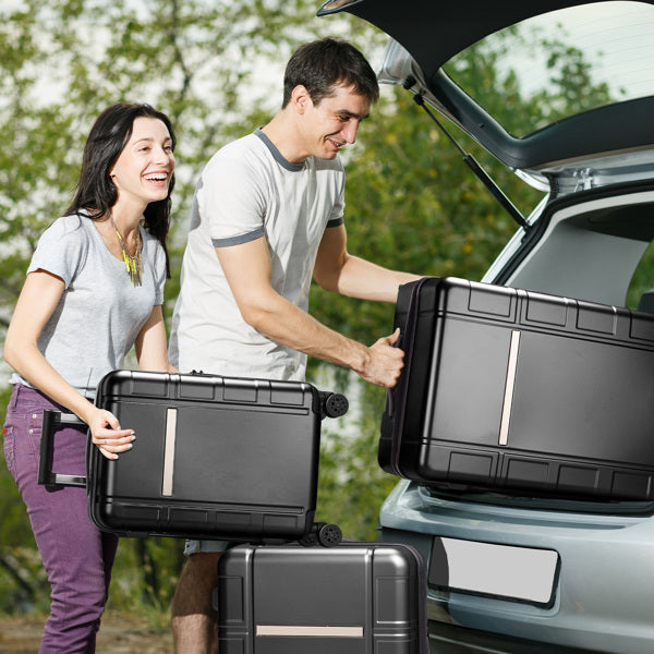 FCH 3-in-1 Set Double Wheel Silent Wheel With Wet & Dry Separation Compartment ABS, PC Trolley Case 20in 24in 28in ABS, PC Inner Aluminum Outer Iron Tie Rod Fabric - Black