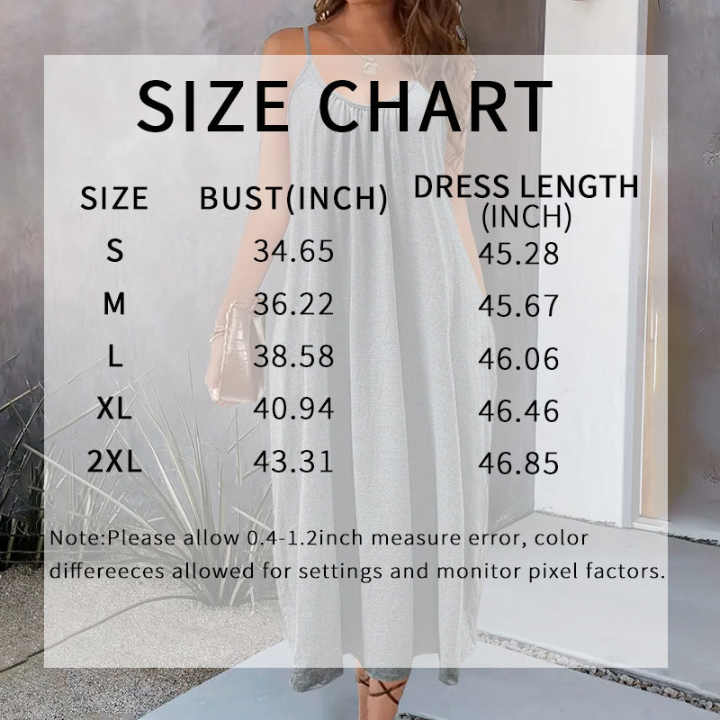 Women's Casual Summer Spaghetti Straps Maxi Dress With Pockets Loose Fit Long Dress