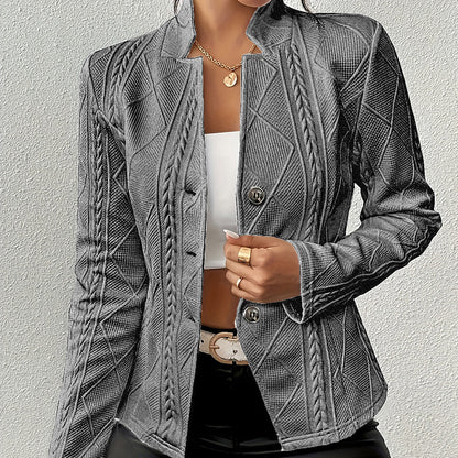 Women's Elegant Textured Open Front Business Casual Work Office Blazer Jacket Suit