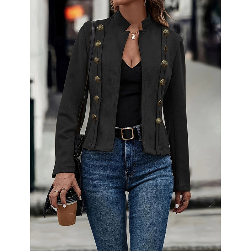 Women's Faux Suede Blazer - Long Sleeve Notch Lapel Open Front Jacket, Casual Business Office