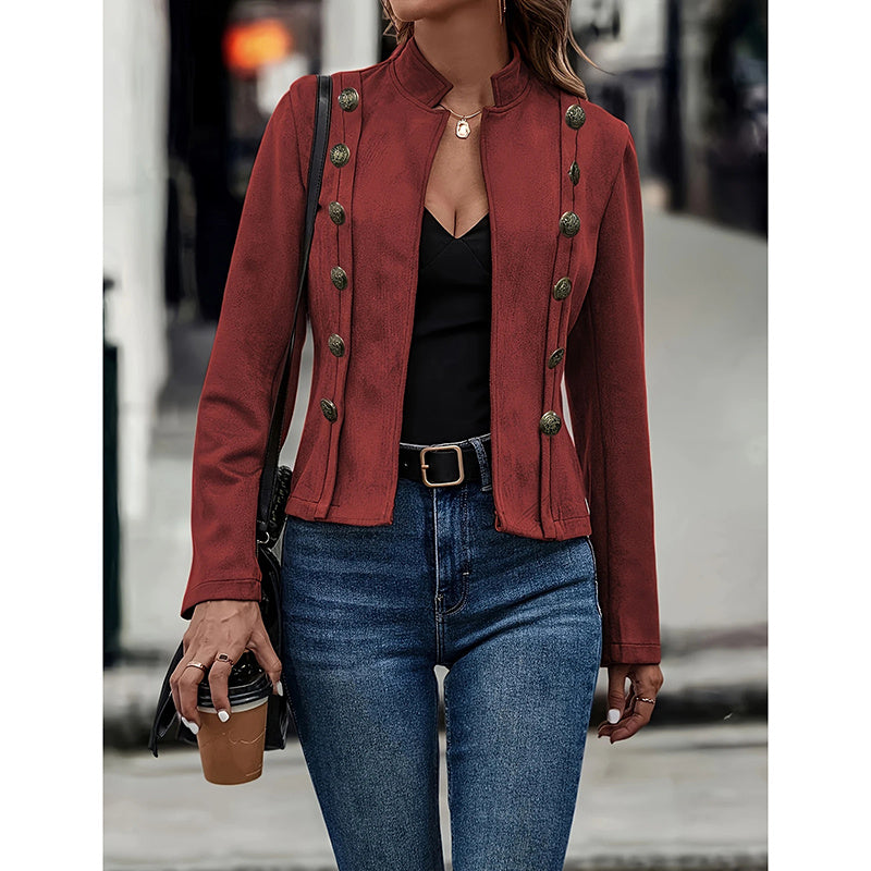 Women's Faux Suede Blazer - Long Sleeve Notch Lapel Open Front Jacket, Casual Business Office