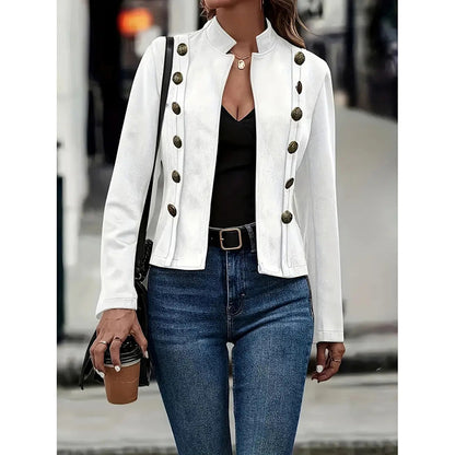 Women's Faux Suede Blazer - Long Sleeve Notch Lapel Open Front Jacket, Casual Business Office