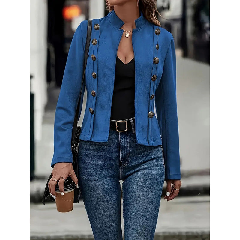 Women's Faux Suede Blazer - Long Sleeve Notch Lapel Open Front Jacket, Casual Business Office